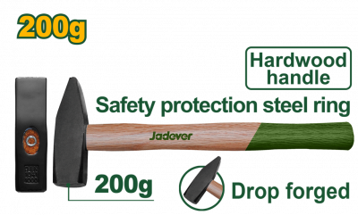 JDMB1302, Jadever, Молоток с деревяной ручкой 200г