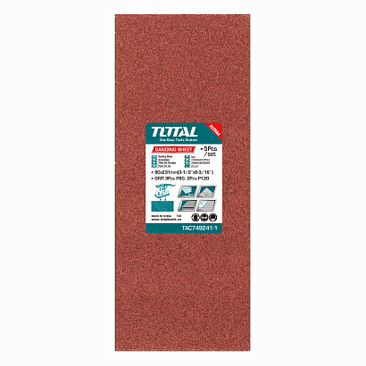 TAC749241-1 - "ТОТАL" Набор шлифовальных листов 5шт, 90x231mm, P80 P120.