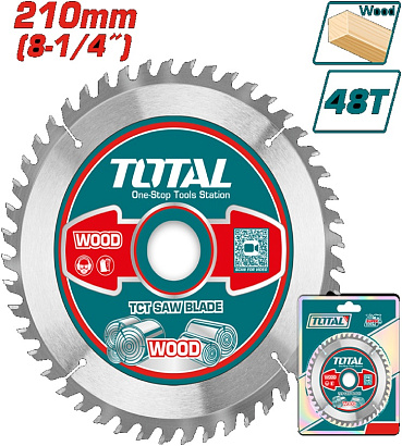 TAC231522 - "ТОТАL" Диск пильный по деревудиаметр 210мм, 48Т