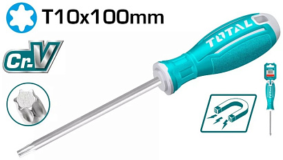TSDT10100 - "ТОТАL" Отвёртка INDUSTRIAL T10, 100мм.