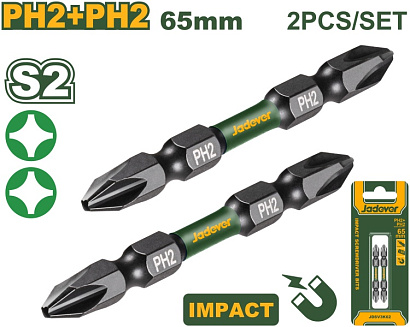 JDSV3K62, Jadever, Биты для ударной отвертки PH2+PH2 65 мм