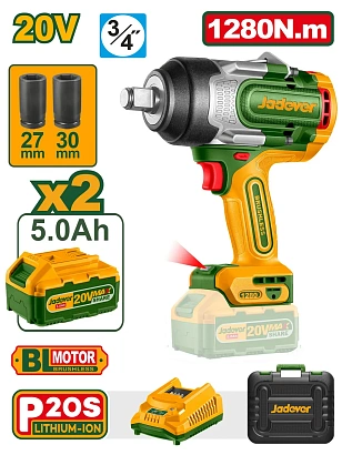 JDCD1B128, Jadever, Гайковерт аккумуляторный ударный 20V, 1280N.m