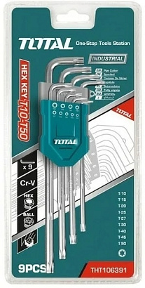 THT106391 - "ТОТАL" Набор имбусовых ключей TORX T10-T50(экстра длинные)