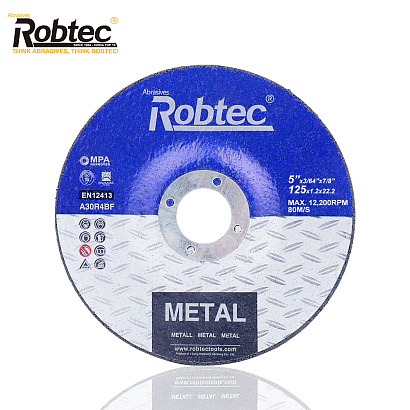 RZA6012522-"Robtec" Круг абразивный лепестковый торцевой, P60, 125мм, 22мм.