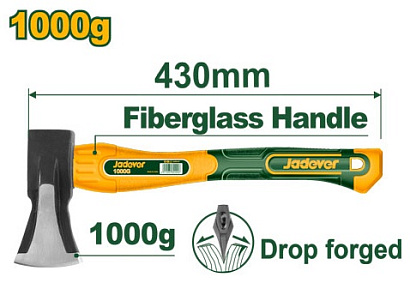 JDHM6321, Jadever, Топор 1000гр, углеродистая сталь 45# Ручка из стекловолокна