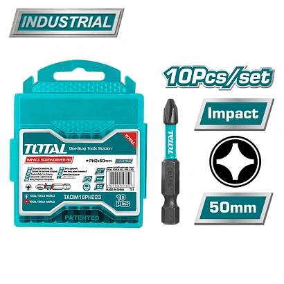TACIM16PH223 - "ТОТАL" Биты торсионные INDUSTRIAL, ph2, 50мм, 10шт.