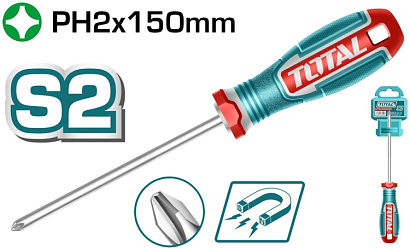 TSDPH2150 - "ТОТАL" Отвёртка INDUSTRIAL, PH2, 150мм.