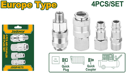 JDQP4670, Jadever, Набор из 4 шт. быстроразъемных штуцеров