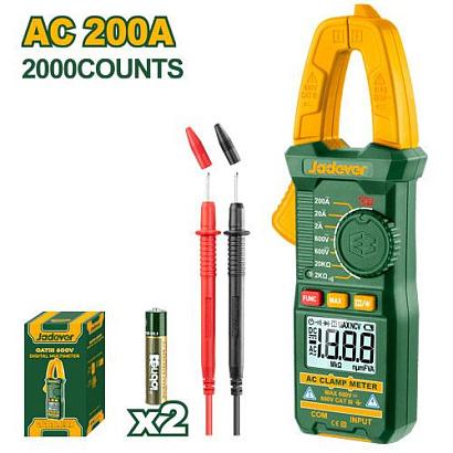 JDDM6501, Jadever, Цифровые клещи переменного тока, AC 200A, 2000 отсчетов, С 2 батарейками R03 AAA.