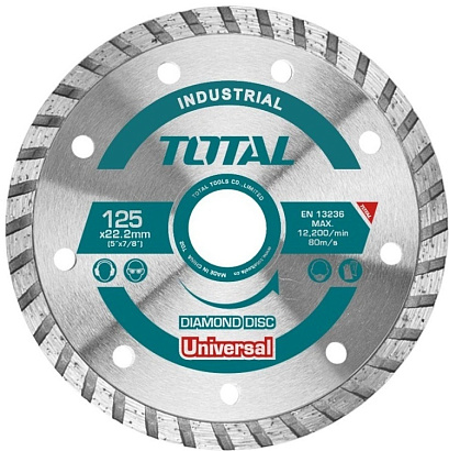 TAC2131251 - "ТОТАL" Диск отрезной алмазный турбо INDUSTRIAL, 125мм, алмазная кромка 10мм