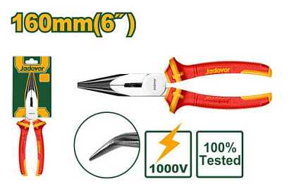 JDPL4936, Jadever, Плоскогубцы диеэлектрические изогнутые 160мм