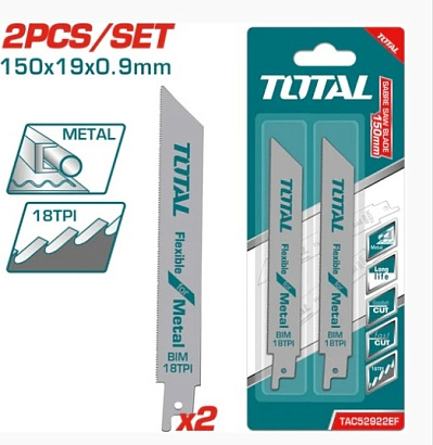 TAC52922EF - "ТОТАL" Полотна для сабельной пилы, Bi-Metal, 18TPI.