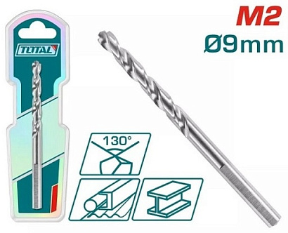 TAC1200901 - "ТОТАL" Сверло по металлу М2, HHS, 130°, 9мм.