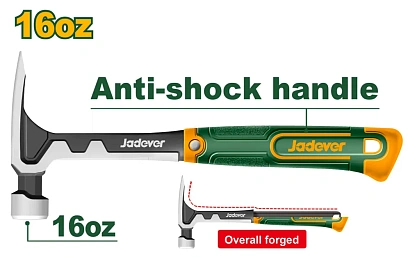 JDHM8116, Jadever, Молоток гвоздодёр (прямой) литой 450Гр