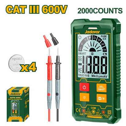 JDDM1505, Jadever, Цифровой мультиметр, 2000 отсчетов, Бесконтактное обнаружение напряжения