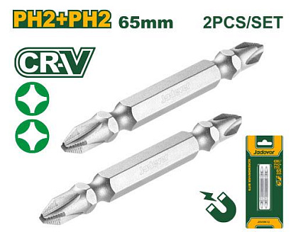 JDSV0K12, Jadever, Биты двух сторонние  2шт./компл.PH2+PH2,65 мм