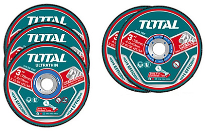 TAC303768 - "TOTAL" Набор мини отрезных и шлифовальных дисков 76мм, 5шт.