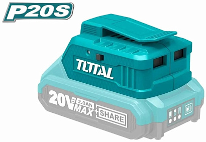 TUCLI2001 - "ТОТАL" USB зарядное устройство, для Li-Ion аккумуляторов 20V.