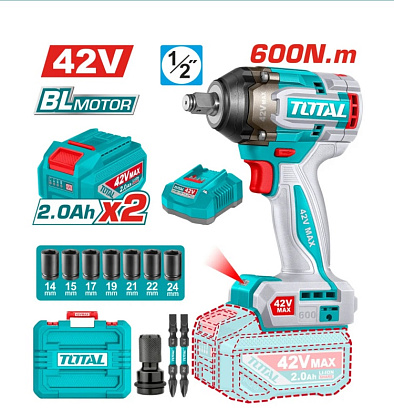 TIWLI42602 - "ТОТАL" Аккумуляторный гайковёрт 42V, 600N.m
